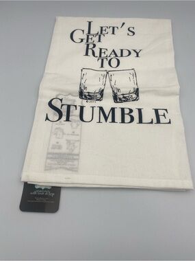 Twisted White 'Let's Get Ready To Stumble' Tea Towel